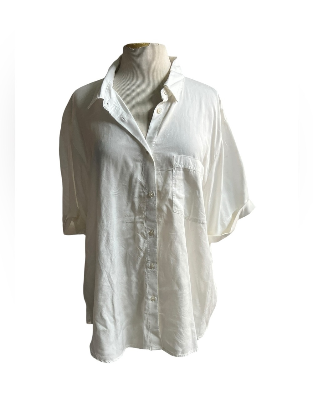 Aerie xl white button down short sleeve shirt